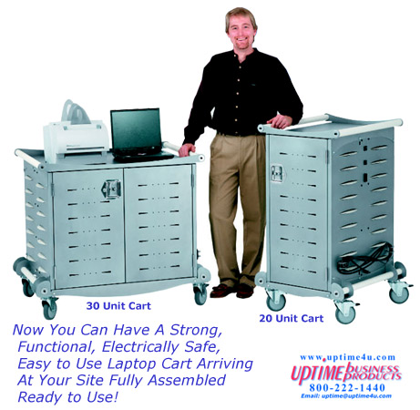 Laptop Carts store up to 30 Laptops plus UL listed for safety and laptop security