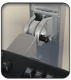 Track mounted workstation has space saving features