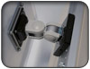 Track mounted workstation allows quick monitor adjustments