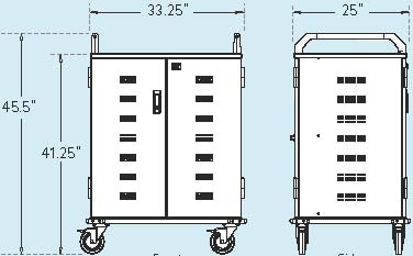 notebook storage cart dimensions