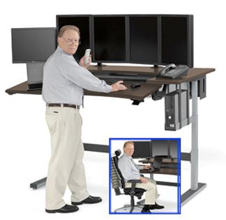 Powered Adjustable Height Workstation for Multi-Monitor Environments