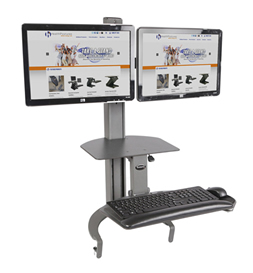 dual monitor sit stand keyboard platform