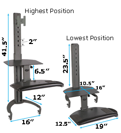 sit stand keyboard platform dimensions