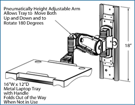 wall mount laptop arm dimensions