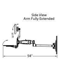 wall mounted computer station arm extended