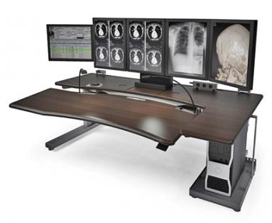 Radiology Furniture: PACS Workstations with Powered Height Adjustment